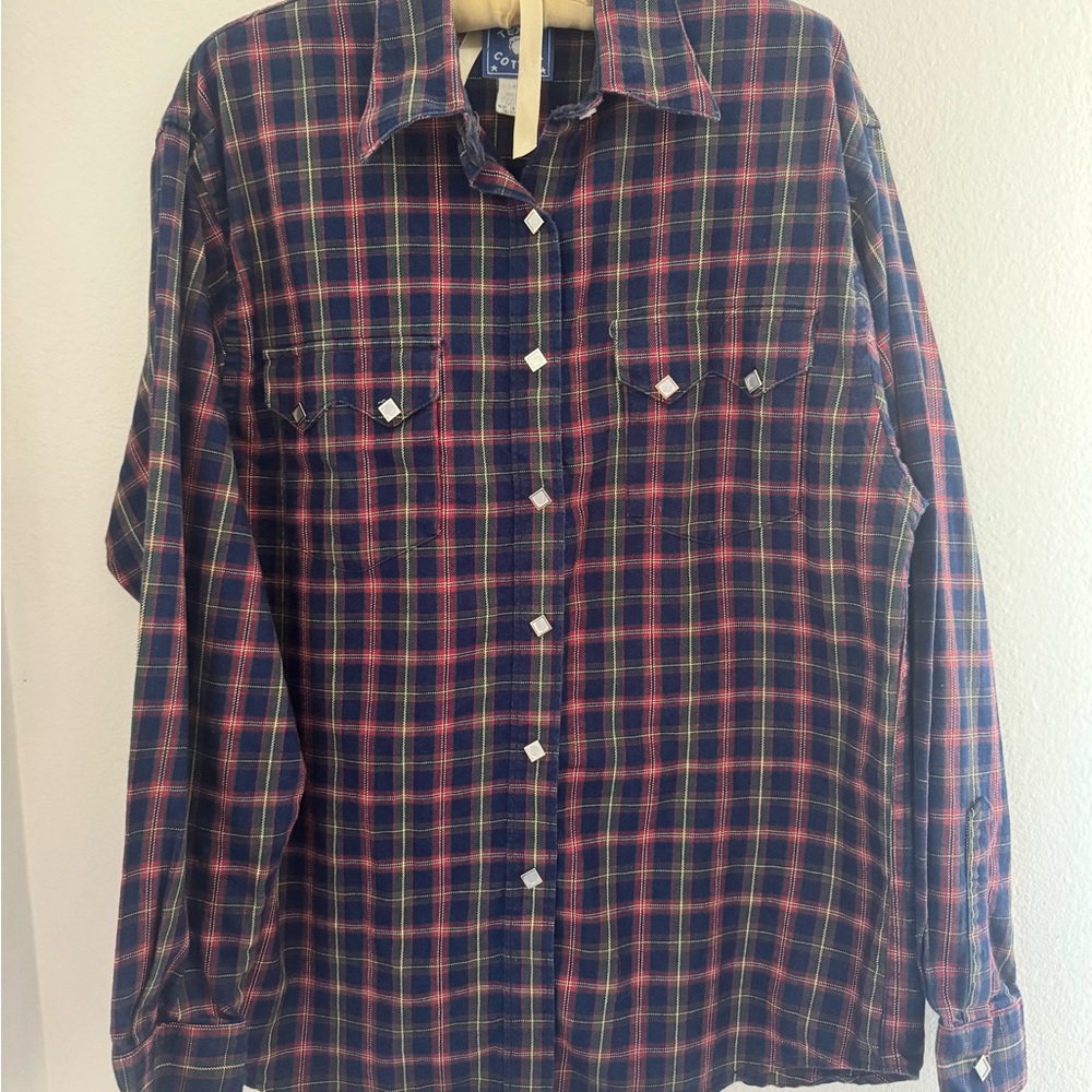 Blue and Red Plaid Men's Shirt